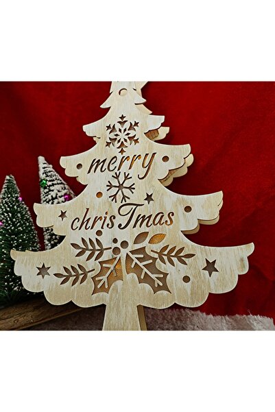 OEM Luminous decoration, Christmas tree model with inscription Marry Christmas, white, length: 11 cm, width: 5