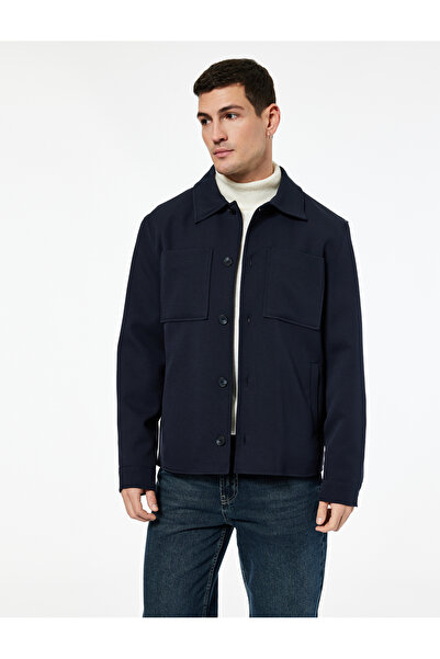 Koton Long Sleeve Pocket Detail Buttoned Shirt Collar Slim Fit Transitional Jacket