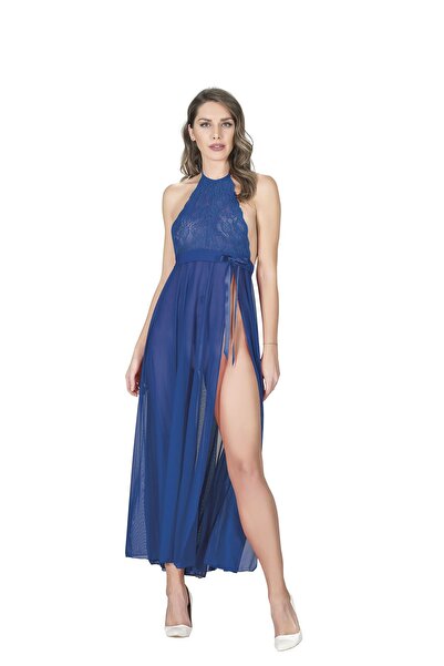 Sistina TECHMRT Mavi Dantelli Tül Gecelik - M058 - (231112) Beden S/M