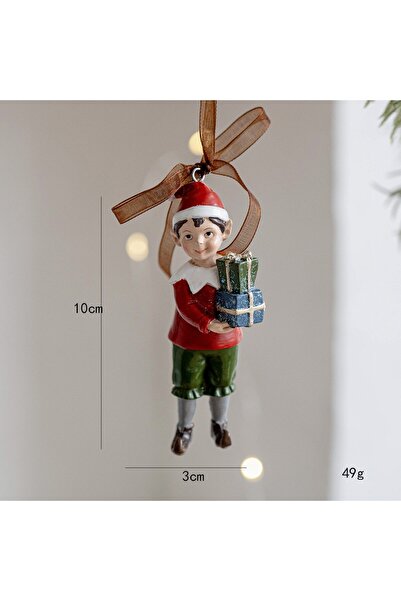 OEM Christmas Decoration, for Tree, Elf Model with Gifts, 10 x 3 cm, Resin, Multicolored
