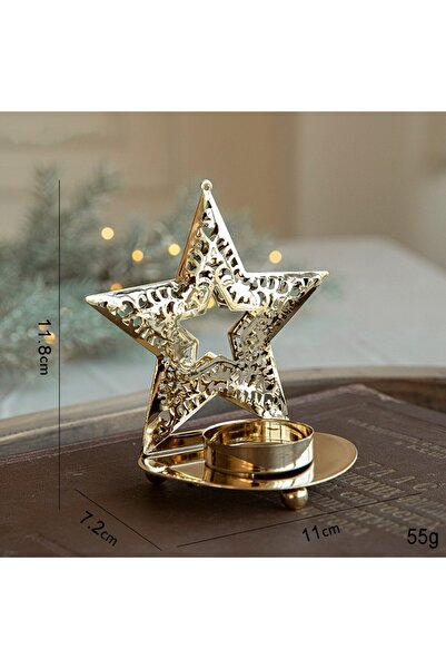 OEM Decorative Christmas Candle Holder Golden Star Model Made of Art Metal, for the Front Table