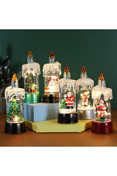 OEM Christmas Candle Decoration, Flippy, Crystal Candle with Snowflakes, Santa Claus Model