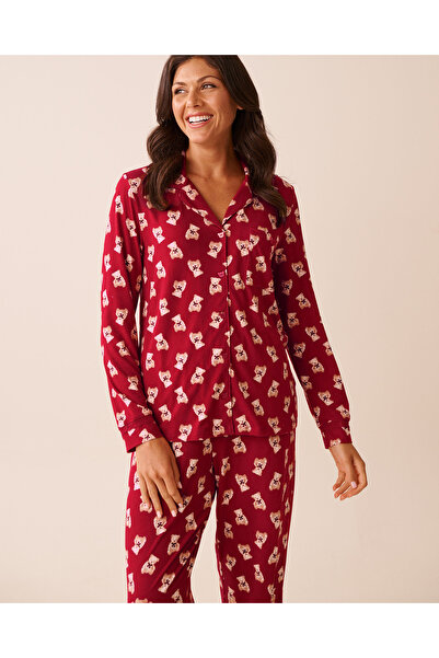 La Vie en Rose قميص بأزرار فائق النعومة بطبعة دب تيدي