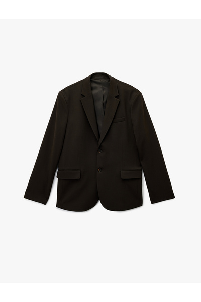 Koton Μπλέιζερ με μακρύ μανίκι και μονό γιακά με καλυμμένες τσέπες από μείγμα βισκόζης κανονικής εφαρμογής