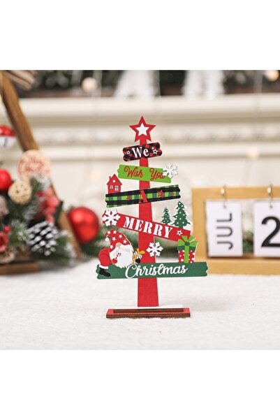 OEM Wooden Christmas Decoration, for Table, Fir Tree Model, We Wish You A Merry Chris Writing