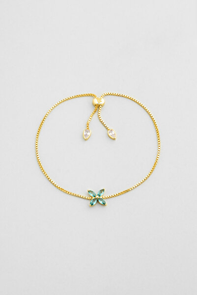 So CHIC... Afrodit 18 Ayar Sarı Altın Kaplama Ayarlanabilir Gümüş Papatya Bileklik