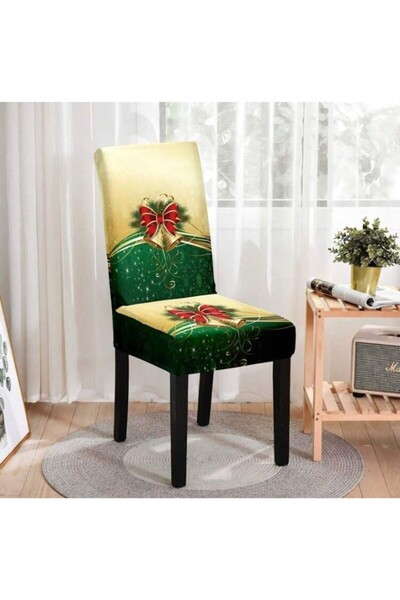 OEM Chair Cover, , Christmas Theme, Model 1 Bells, Green/Gold
