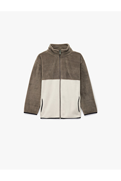 Koton guler ridicat Hanorac polar cu mânecă lungă și fermoar tricou