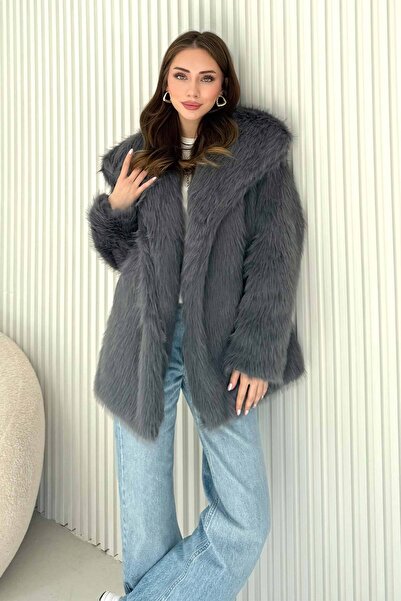 Melike Tatar Αντίκα παλτό με συνθετική γούνα 32-6204-1