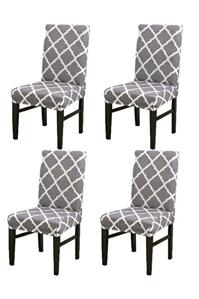 Bukela 4-piece Stretch Dining Chair Cover for Wedding Banquet Party Dining Room Decoration Gray