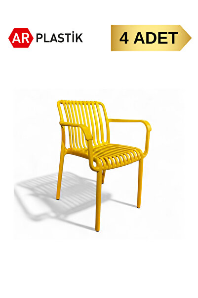 AR PLASTİK Neron Sandalye 4 Adet, Bahçe Sandalyesi, Balkon Sandalyesi