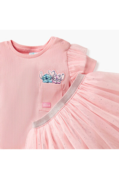 Disney Stitch and Angel Applique T-shirt and Tutu Skirt Set