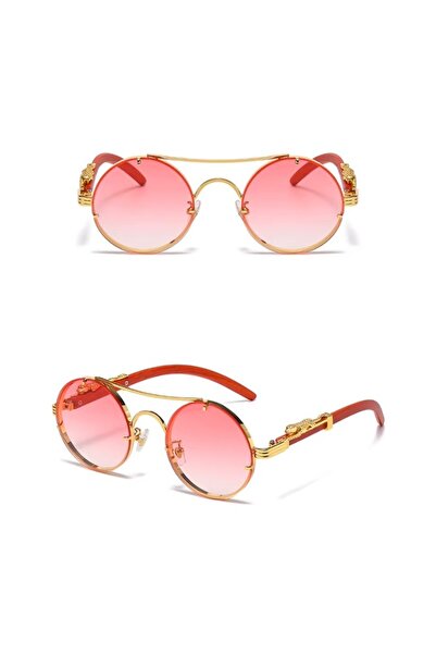 REDz Accessories Retro-Lux Sunglasses, Artistic Design, Gold Details, UV400 Protection, Rose Gold