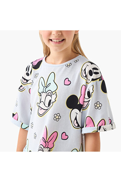 mattel Minnie Mouse and Daisy Duck Print Dress with Short Sleeves