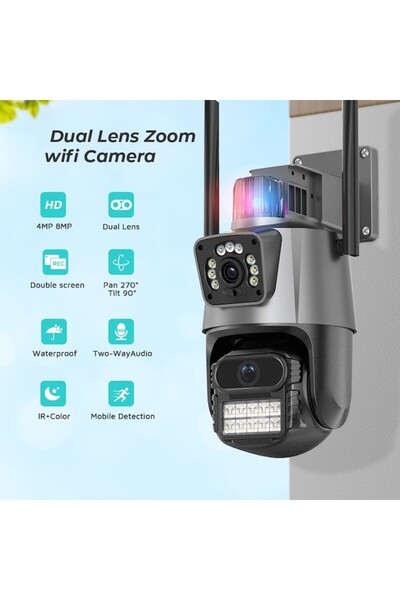 ALHENA P11Pro 2-in-1 Dual-Lens Surveillance Camera (Indoor/Outdoor, Wi-Fi, PTZ, Black)