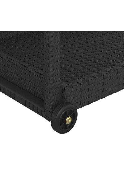 vidaxl Bar Cart Black 100x45x83 cm Poly Rattan