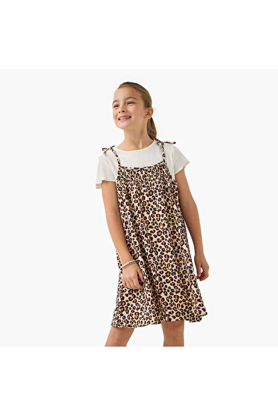 Lee Cooper All-Over Animal Print Dress with Tie-Ups
