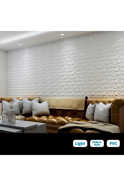 Zztcmp 3D Wallpaper 50cm X 50cm 12 Piece 3D Abs Material Pvc Durable Wall Panel (White)