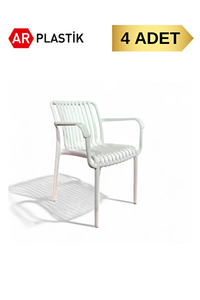 AR PLASTİK Neron Sandalye 4 Adet, Bahçe Sandalyesi, Balkon Sandalyesi