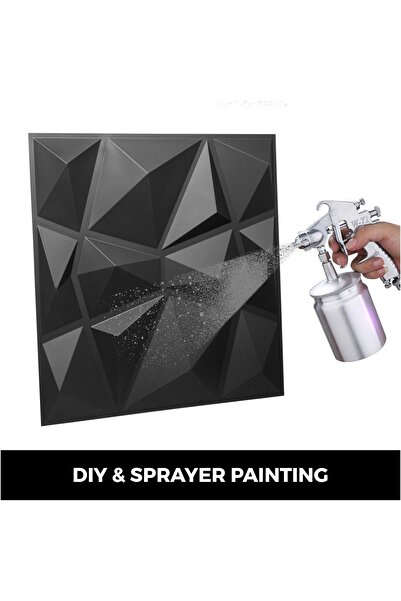 Zztcmp 3D Wall Panels 50cm X 50cm 12 Piece 3D Abs Material Pvc Durable Wall Panel （Black）