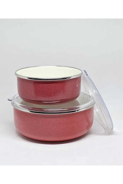 ALEV Emaye Evi̇m 14-18 cm Double Red Enamel Storage Bowl