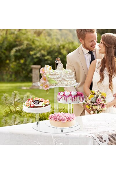 Slasa Round Acrylic Cupcake Stand (12x12 inch) 4-Tier Clear Dessert Display Tower