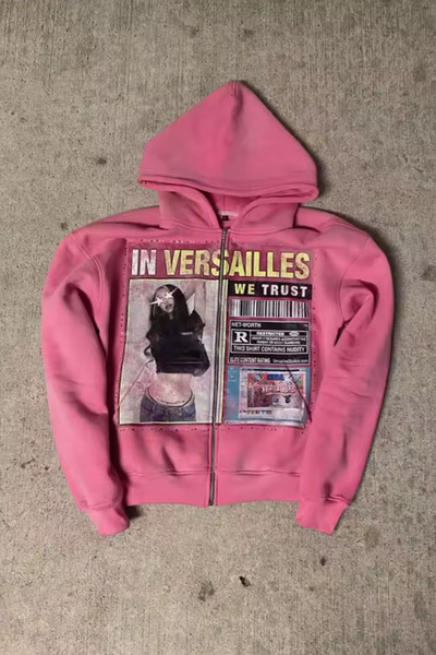 Karakedi Pink in Versailles Harajuku Y2K Unisex Hooded Unsiex Cardigan