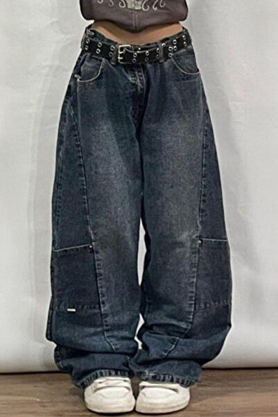 Karakedi Сині ретро-брюки Harajuku Baggy Y2K з ефектом прання