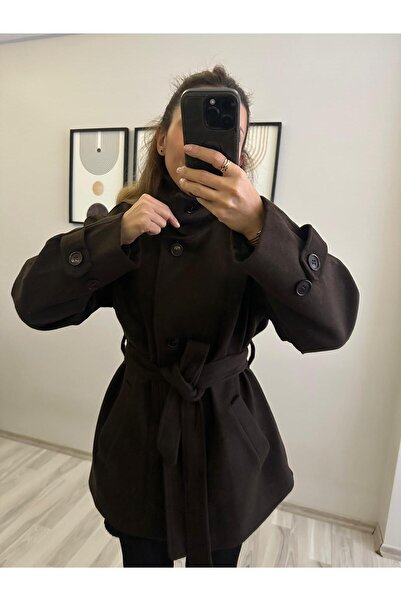 TB Butik Κοντό παλτό με επένδυση - Με κορδόνι στη μέση - Διπλή τσέπη