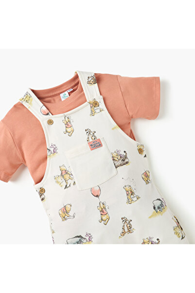 Disney Winnie the Pooh Print Dungaree and T-shirt Set