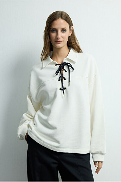 Love My Body Moda Tutkusu Kuş Gözlü Uzun Kol Sweatshrt