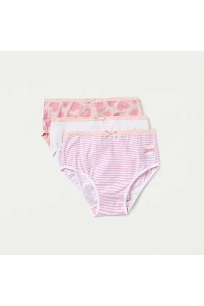 mattel Barbie Logo Print Briefs with Elasticated Waistband - Set of 3