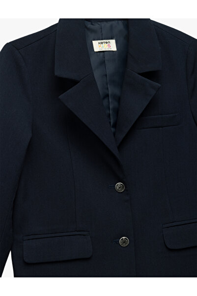 Koton Viscose Blended Double-Breasted Collar Long Sleeve Basic School Jacket