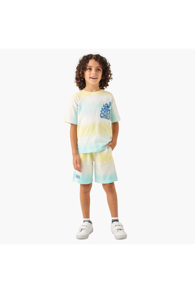 Disney Stitch Print Tie-Dye T-shirt and Shorts Set