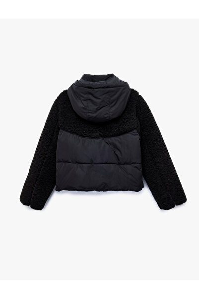 Koton Hooded Long Sleeve Plush Detailed Printed Inflatable Coat