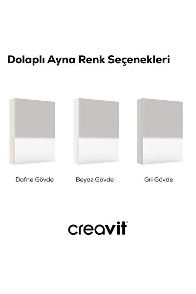 Creavit D10 100 cm Melamin Aynalı Dolap Beyaz