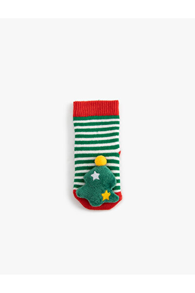 Koton Christmas Tree Appliqued Cotton Socket Towel Socks