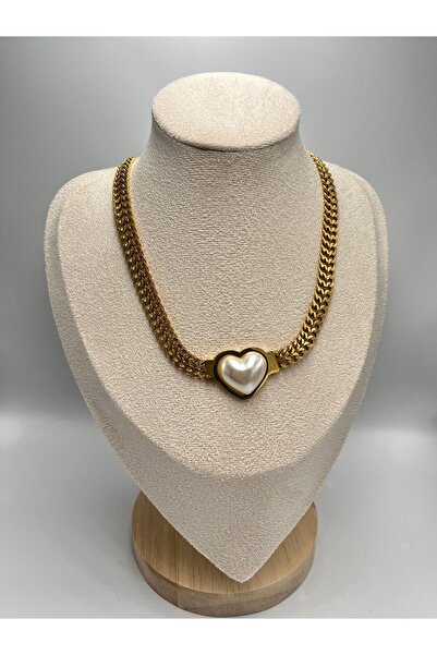 MyladyAccessoriess قلادة سلسلة محبوكة بتفاصيل على شكل قلب (فولاذ)