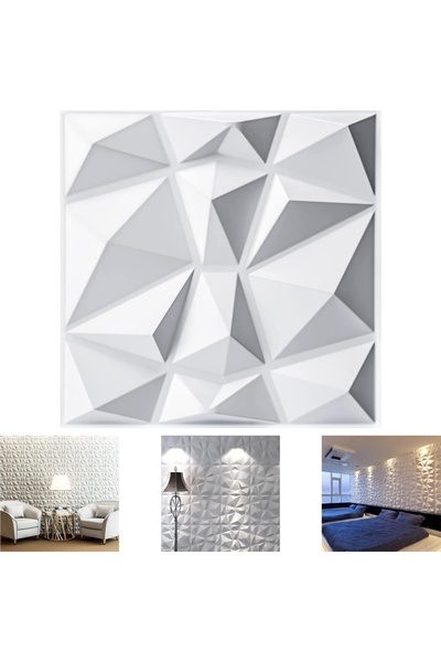 Zztcmp 3D Wallpaper 50cm X 50cm 12 Piece 3D Abs Material Pvc Durable Wall Panel (White)