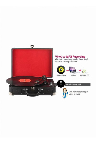 Generic Vinyl turntable with USB, supports USB/RCA output, portable suitcase design