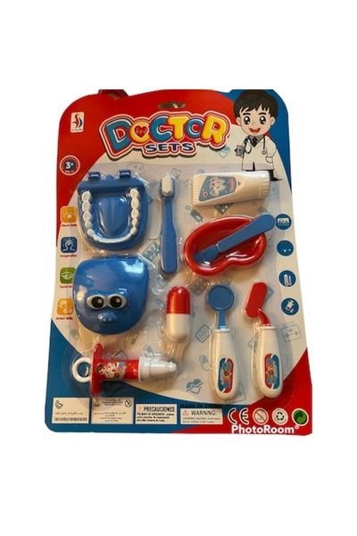 OEM Play set, Dentist, 10 pieces, blue/red