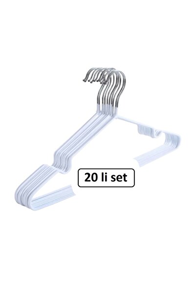 ada tasarım market Silikon Kaplı Tel Askı Beyaz Renk (20 Adet )