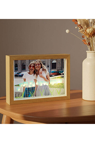 Theikonstore Led Işıklı Mavi Lale Fotoğraf Çerçevesi