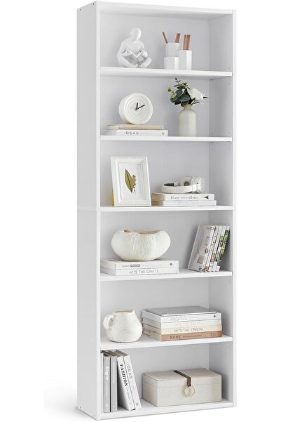 Gogoya 6-Tier Free-standing Floor Bookcase - 1.8m Bookshelf for Home & Office (White)