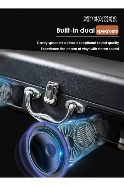 Generic High-end faux leather record player, supports USB or wireless Bluetooth playback, dual speakers