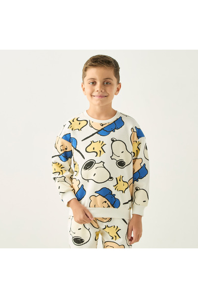 CPLG All-Over Snoopy Print Long Sleeves Sweatshirt and Elasticated Joggers Set