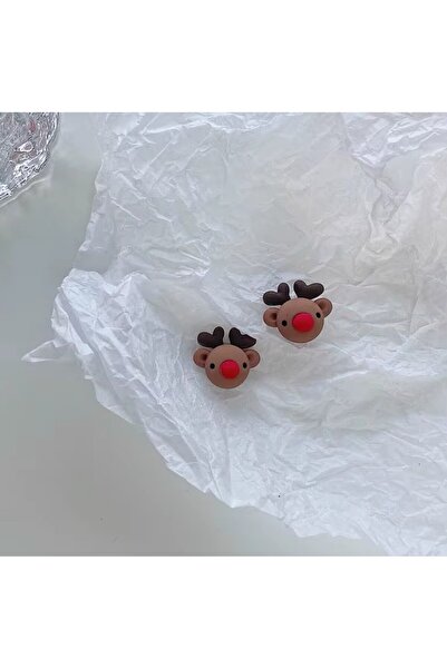 REDz Accessories Reindeer Earrings, Pin-back, for Women, Fashion Look, Brown