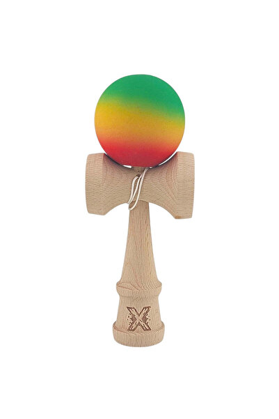 Kendama X Originala, Profesionala,, din Lemn, Rubber Grip, 18 cm, Gradient Ve...