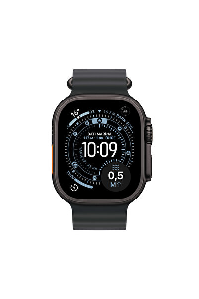 Apple Watch Ultra 3 GPS + Cellular, 49 mm Siyah Titanyum Kasa ve Siyah Ocean Kordon
