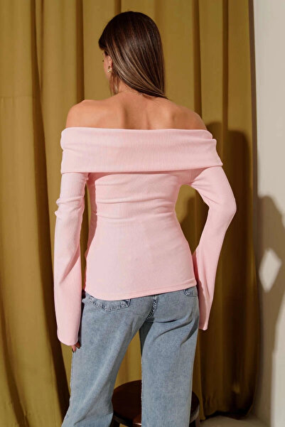 Işıltı kidss Open Shoulder Zipper Blouse Pink T4330